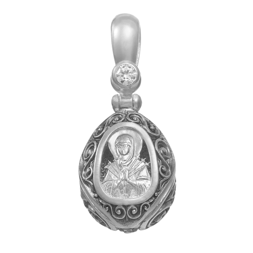 Ладанка из серебра/Частичное чернение/С подвижным ухом/С камнями/Семистрельная