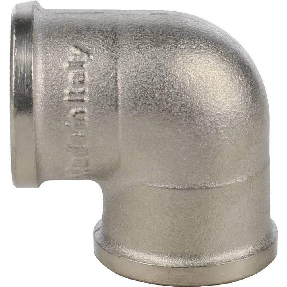 Отвод 90° с внутренней резьбой STOUT SFT 0014 - 1/2" (для стальных труб, латунь никелированная)