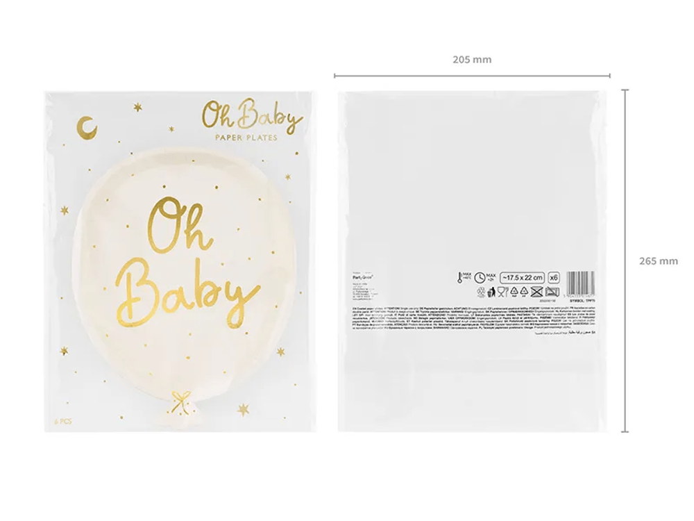 Тарелки в форме шарика "Oh, baby" 6 шт.