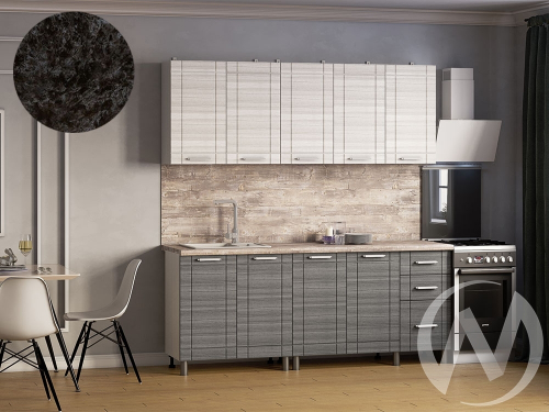 Кухня Салли 2.0м (корпус белый/сандал белый; сандал серый) 26мм кастилло темный