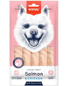 Wanpy Dog Крем лакомство для собак "нежное пюре" из лосося и курицы 70 г