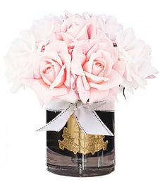 Большой розовый букет роз в черной вазе, Cote Noire