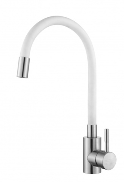 59304-GF Смес. из НЕРЖ. для кух. (САТИН с гиб. бел. изл.) HANSEN  (20/1шт)