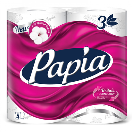 Туалетная бумага Papia Хлопок 4 шт