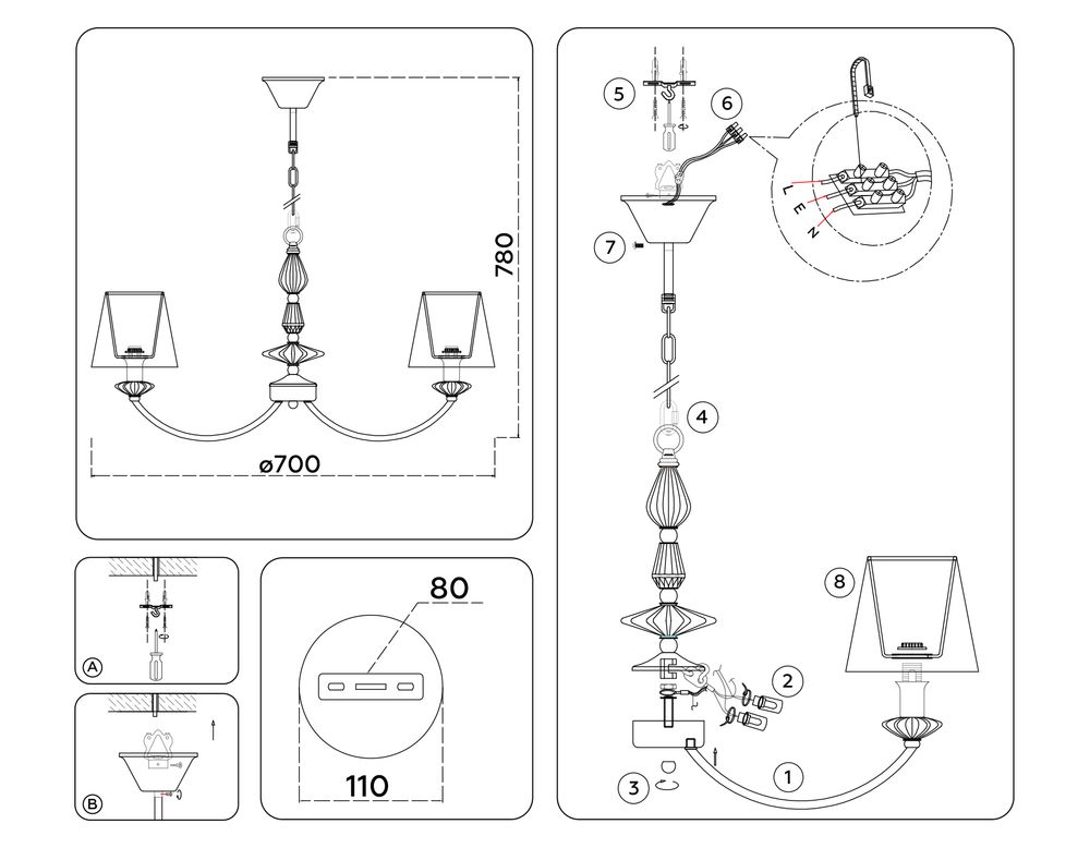 Ambrella Подвесная люстра с абажуром и декором из керамики Ceramo Classic LH75024