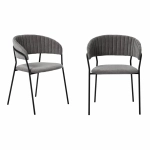 Комплект из 2-х стульев Bradex Home Turin серый вельвет с чёрными ножками