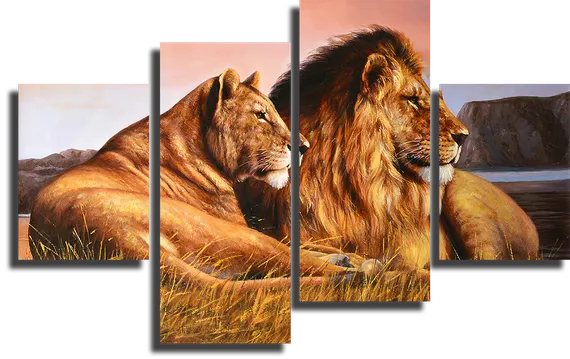 Модульная картина "Пара львов"