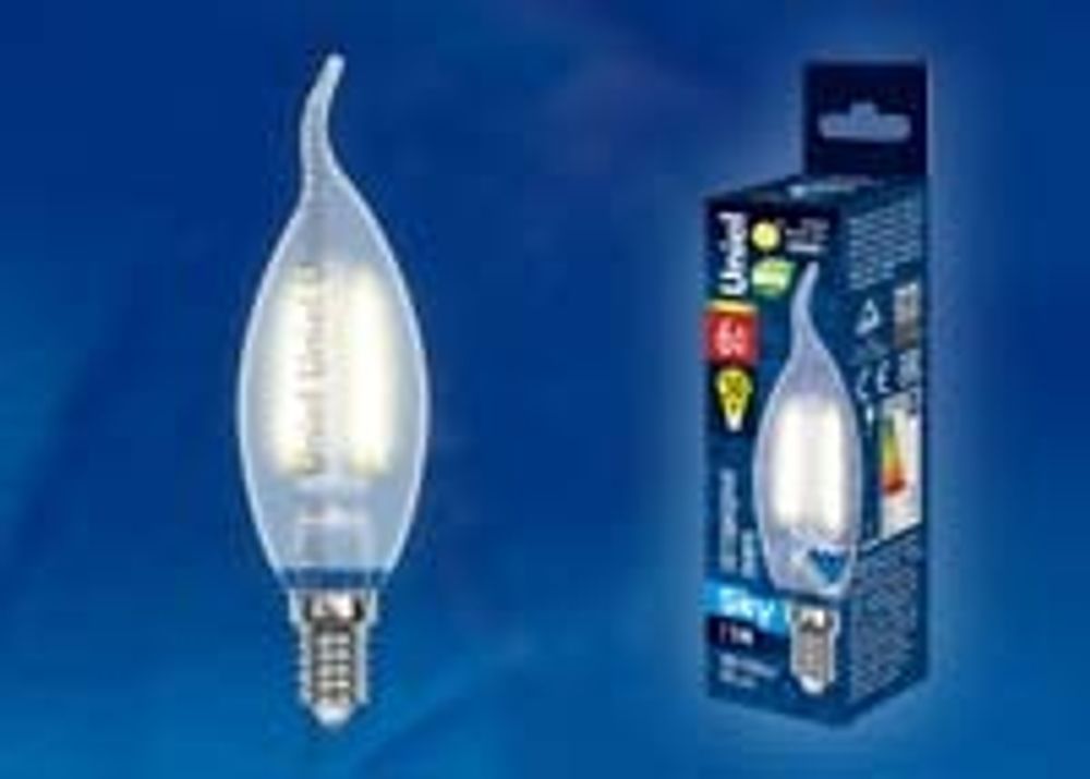 LED-CW35-6W/WW/E14/FR PLS02WH Лампа светодиодная. Форма свеча на ветру, матовая. Серия Sky. Теплый белый свет. Картон. ТМ Uniel.