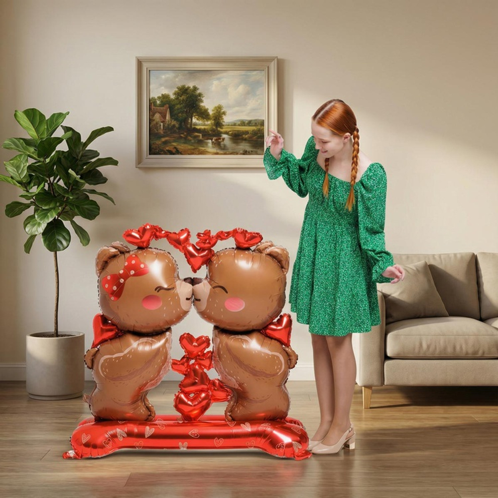 Фольгированный шар-фигура «Поцелуй мишек» AIR, 150 см