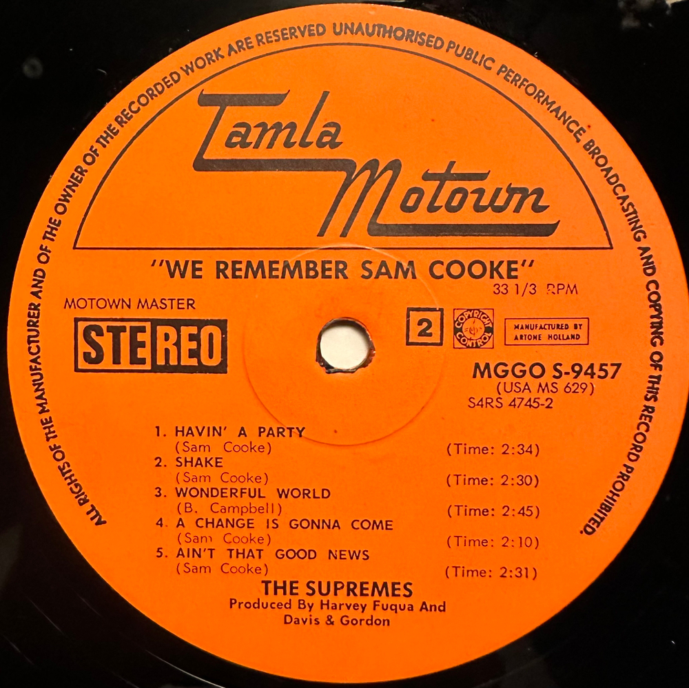 The Supremes - We Remember Sam Cooke (Голландия 1965г.)