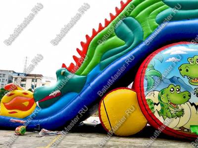 Коммерческий надувной батут-горка "Огненный дракон" 18*8*13 м