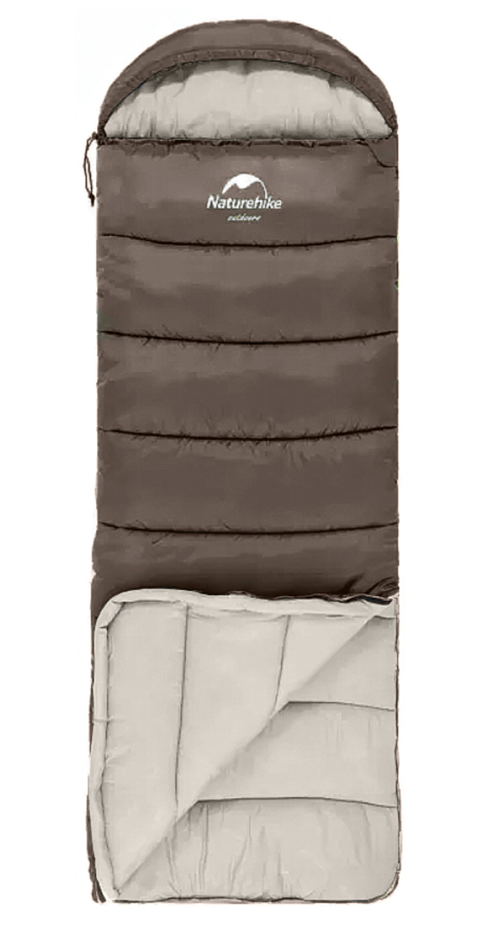 Мешок спальный Naturehike U250, (190х30)х75 см, (левый) (ТК: +6C), коричневый