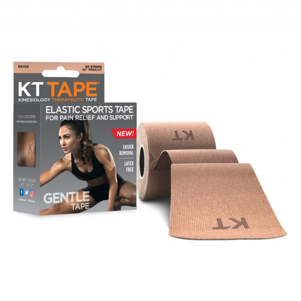 Кинезиотейп KT Tape Gentle Хлопок, Деликатные, 20 полосок, 25 х 5 см, преднарезанный, цвет Бежевый