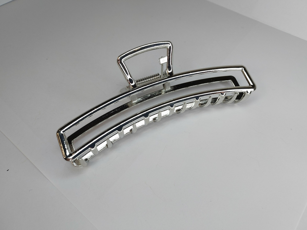 Заколка-краб для волос. 11 см. Металл. Цвет Белый. Усиленная