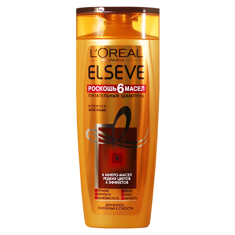L'Oreal Paris Шампунь Elseve Роскошь 6 масел, питательный, для сухих волос, 250 мл