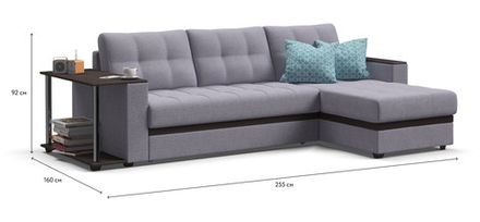 Угловой диван Атланта НПБ Рогожка Мальмо платина