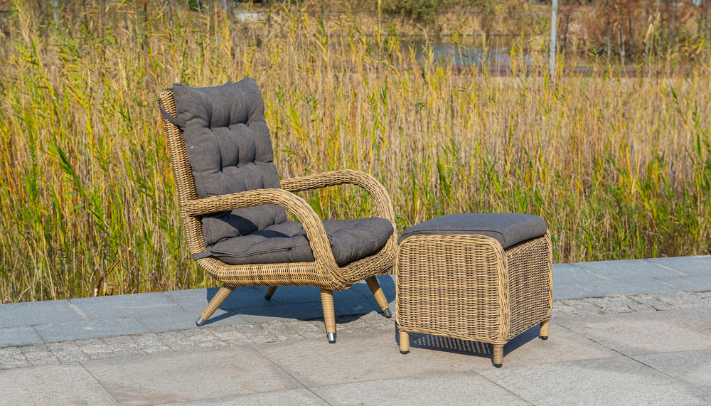"Толедо" кресло плетеное с подушками, цвет соломенный