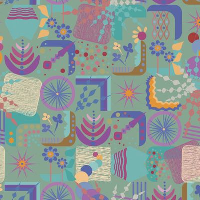 geometric abstraction doodle stripes flowers