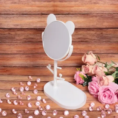 Зеркало настольное одностороннее на подставке «High Tech - LAKI», цвет белый, h-32см d-15см