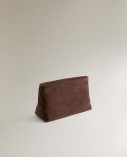 ZARA HOME КОСМЕТИЧКА СРЕДНЕГО РАЗМЕРА ИЗ РАЗДЕЛЕННОЙ КОЖИ, ШОКОЛАДНЫЙ