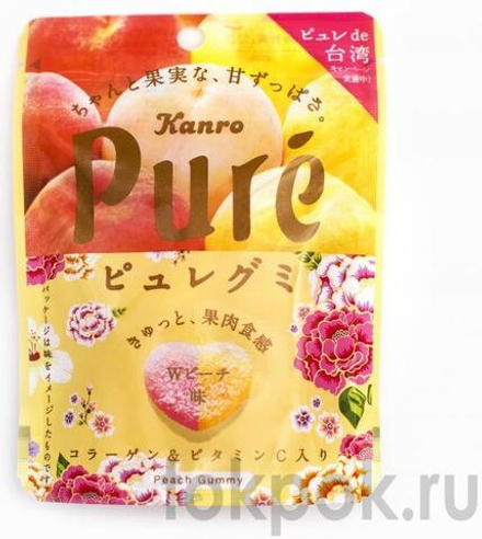 Жевательный мармелад со вкусом персика Kanro Pure, 56 гр