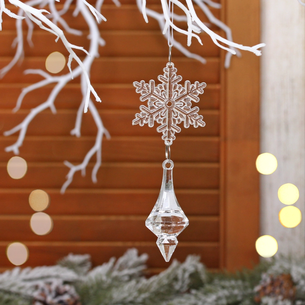 Подвеска «Хрустальная снежинка» 13 см, Прозрачный