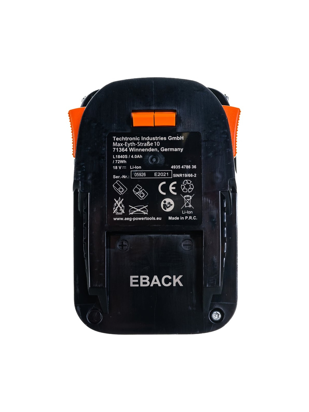 Аккумулятор L1840S 18В, 4Ач, Li-Ion AEG 4935478636