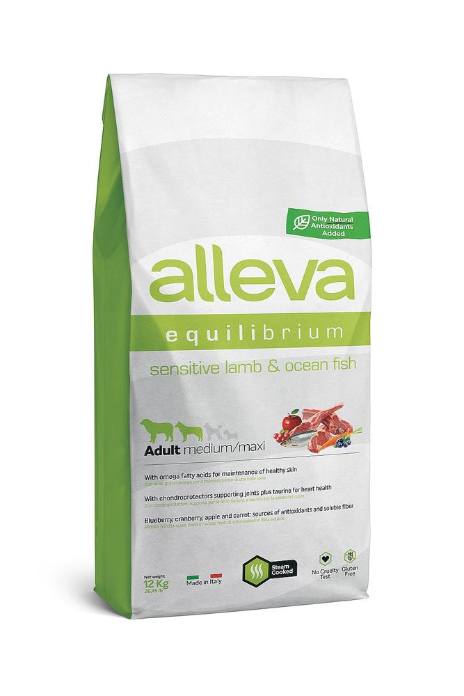 Корм для взрослых собак средних и крупных пород Аллева Эквилибриум Сенс. с ягнен. и океан.рыбой 12кг Корм для взрослых собак средних и крупных пород Аллева Эквилибриум Сенс. с ягнен. и океан.рыбой 12кг