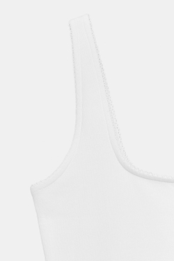 ZARA ТОП В РУБЧИК НА БРЕТЕЛЯХ, БЕЛЫЙ