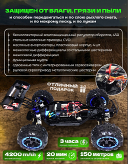 Радиоуправляемая трагги Remo Hobby Truggy Brushless Evo-R БК 4WD RTR масштаб 1:8 2.4G - RH8065