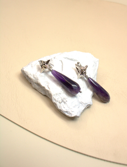 Серьги с натуральным аметистом "Аметистовые стрелы"