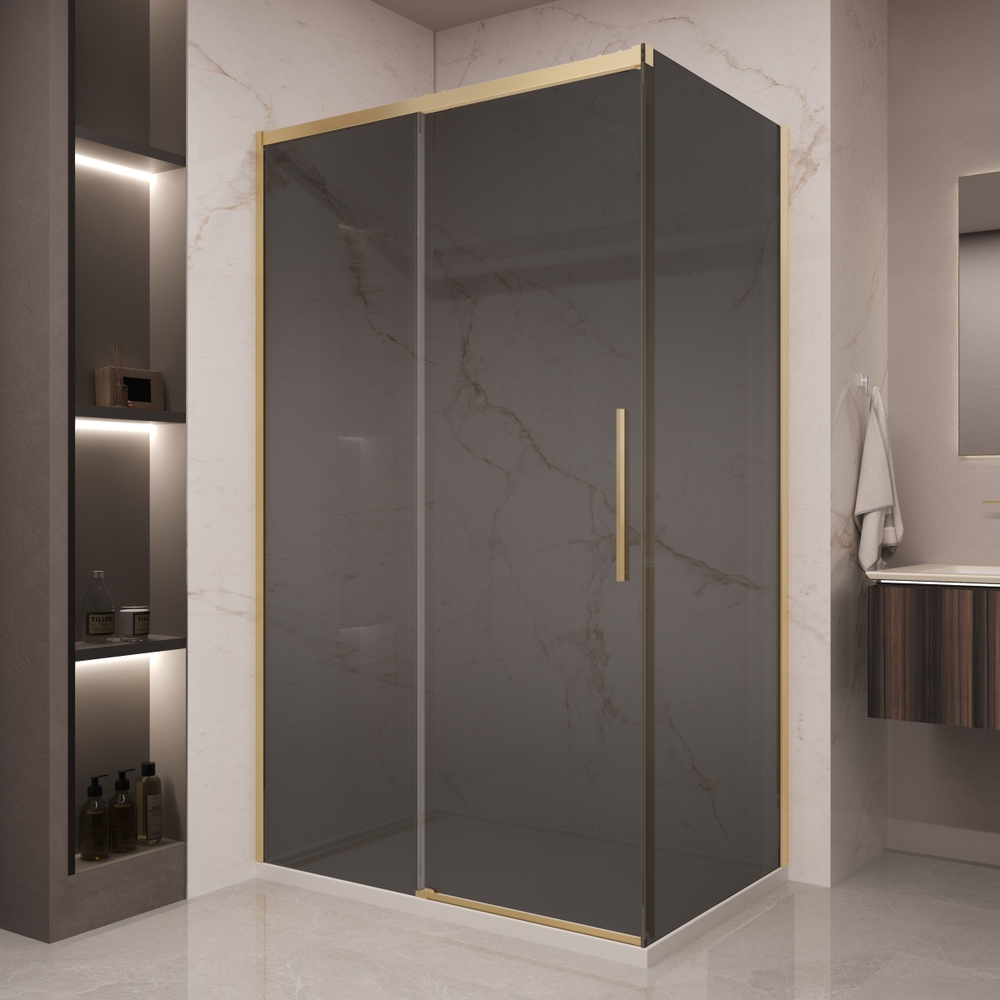 Душевой уголок Stella VSR-1ST9012CGG, 1200*900, брашированное золото, стекло тонированное