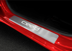 Накладки на пороги Rival для Kia Ceed II 2012-09.2018, нерж. сталь, с надписью, 4 шт., NP.2804.3