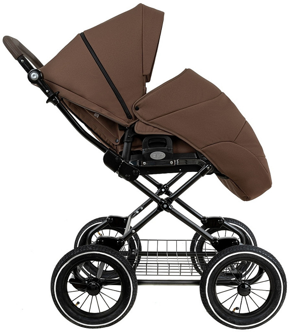 Детская коляска Roan Bass Next Classic d12 2.0 3 в 1 с автокреслом Tutis Elo Lux EduSky Black BNC/81/2 Mocha Mousse/Black/руч.Cappuccino