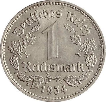 1 рейхсмарка 1934 Германия (Третий рейх) "А"