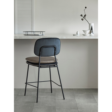 Стул полубарный с контрастным кантом Bergenson Bjorn Pea, велюр, темно-серый/бежевый