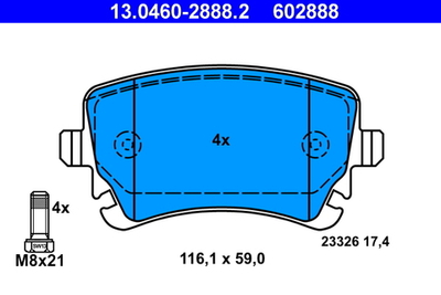 ATE - 13046028882-ATE - Brake Pad Set, disc brake