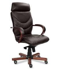 Кресло для руководителя Leeds Wood A кожа темно-коричневая