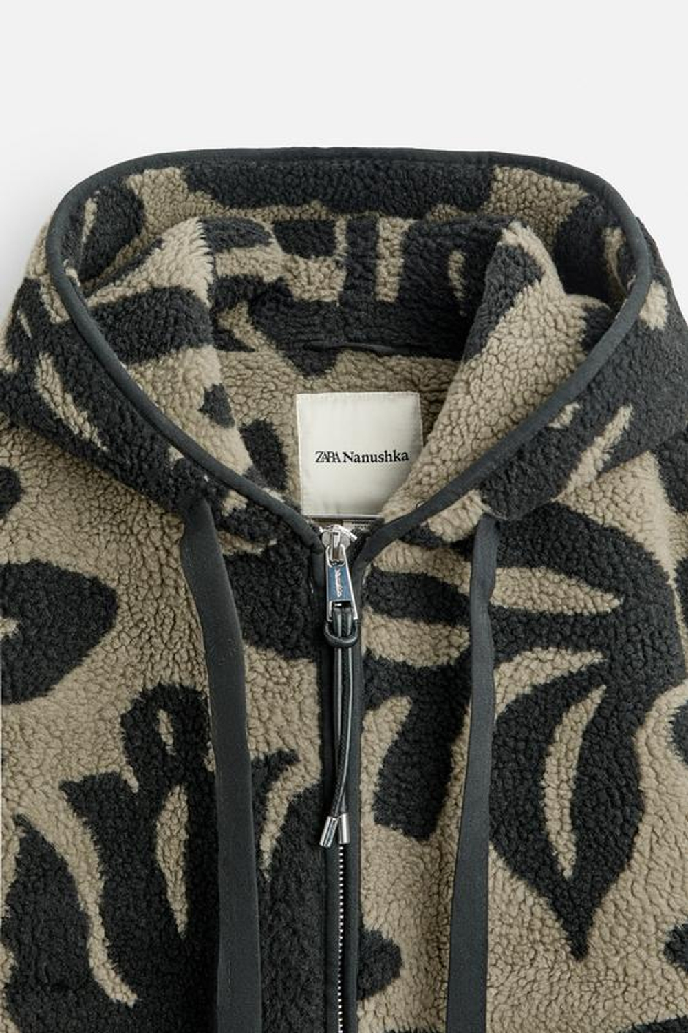 ZARA X NANUSHKA ЖАККАРДОВАЯ КУРТКА ИЗ ИСКУССТВЕННОЙ ШЕРСТИ, ЗЕЛЕНЫЙ