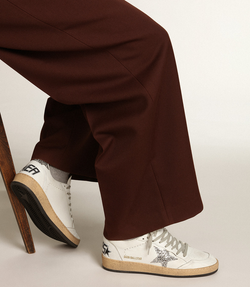 Ball Star sneakers in white nappa leather with silver glitter star and heel tab