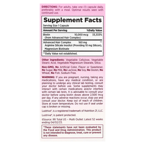 Nature's Bounty, Optimal Solutions®, для роста волос, 30 капсул