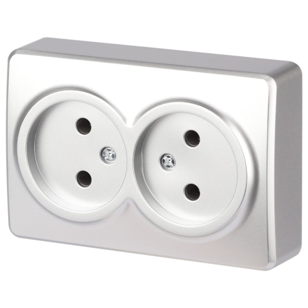 Розетка ЭРА Эксперт 11-2202-03 2х2P IP20 16A-250В ОУ алюминий
