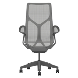 Кресло Herman Miller Cosm, высокая спинка, цвет Carbon, подлокотники «лепестки» (Leaf)