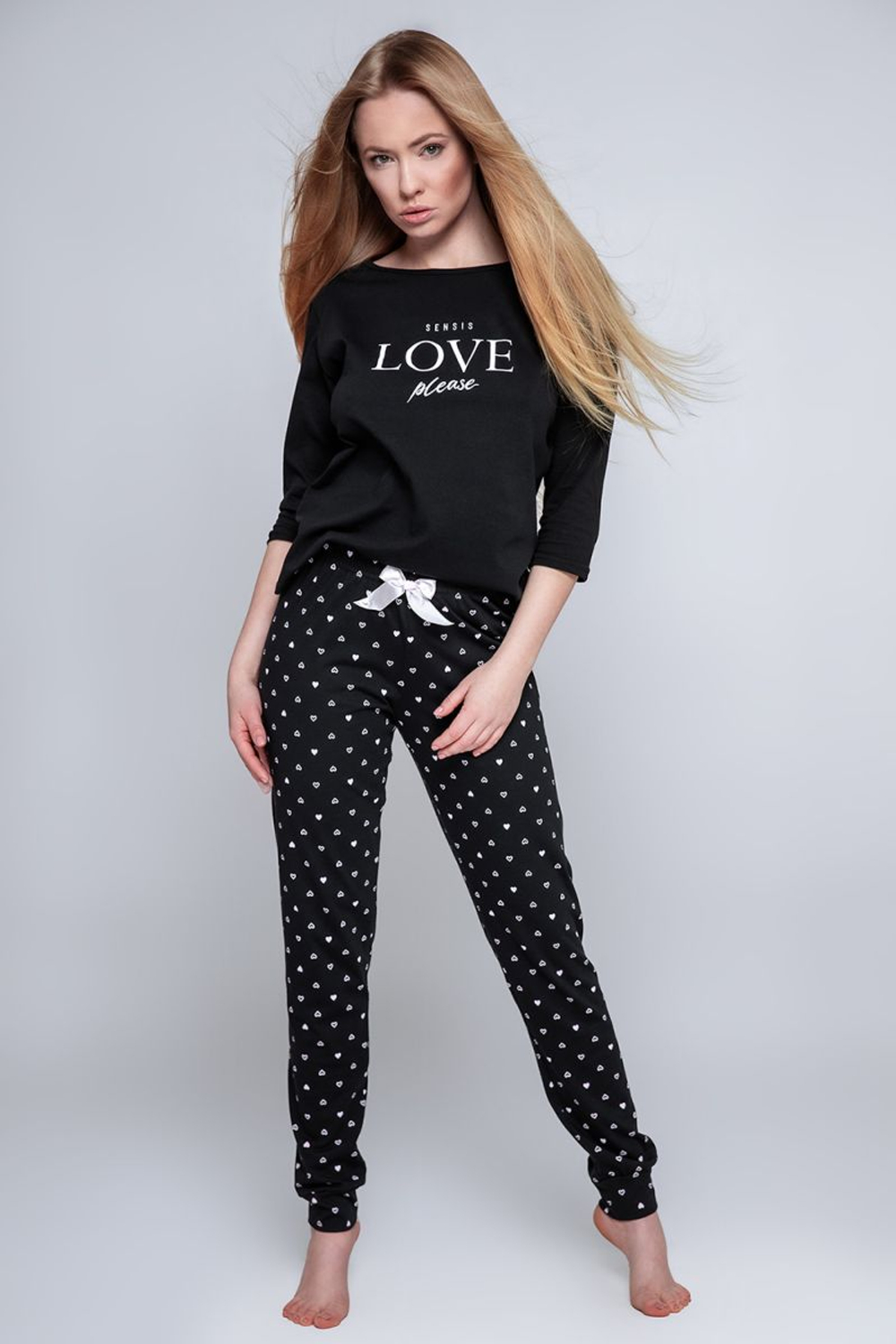 Хлопковая пижама Love Please (Размер: M) (Цвет: черный)