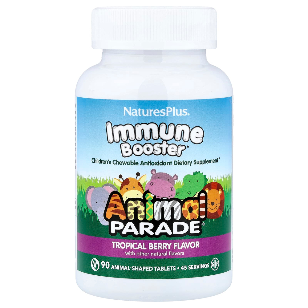 NaturesPlus, Animal Parade®, добавка для поддержки иммунитета, со вкусом тропических ягод, 90 таблеток в форме животных