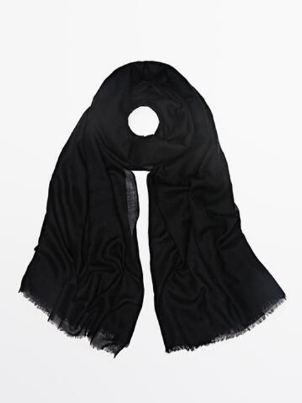 Massimo Dutti Шарф из 100% шерсти, темно-синий