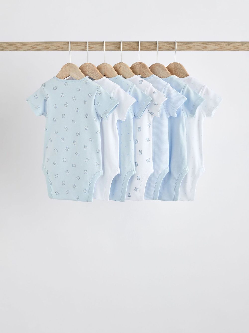Боди с коротким рукавом для малышей Next K79-655, 7 шт., Белый, Голубой