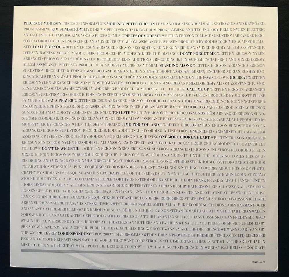 Modesty - Pieces Of Modesty (Голландия 1989г.)