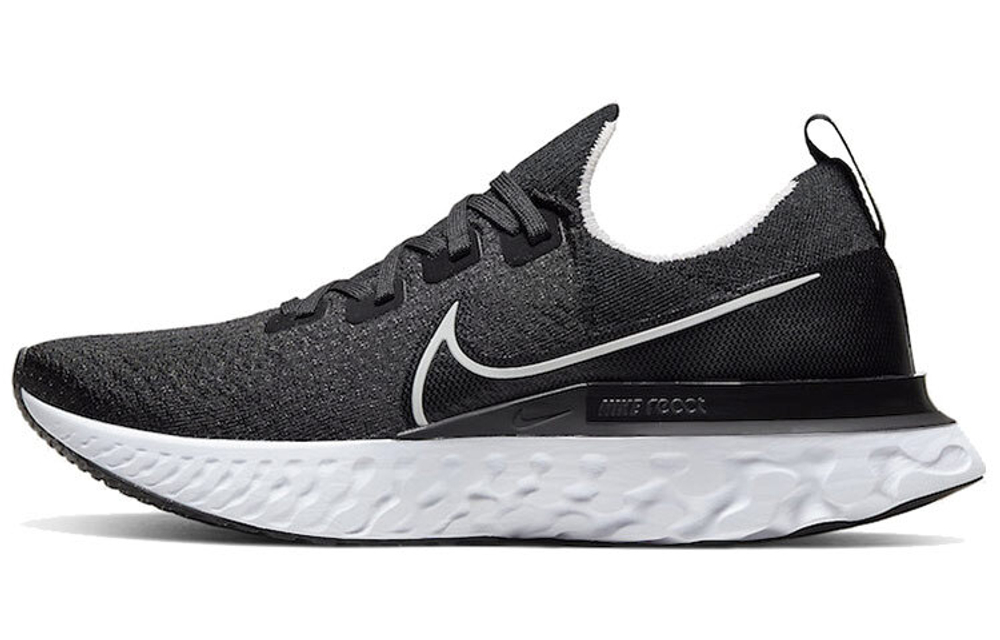 Nike React Infinity Run Flyknit 1 sports comfortable fashion fabric shock absorption breathable non-slip low-cut casual running shoes men's black and white