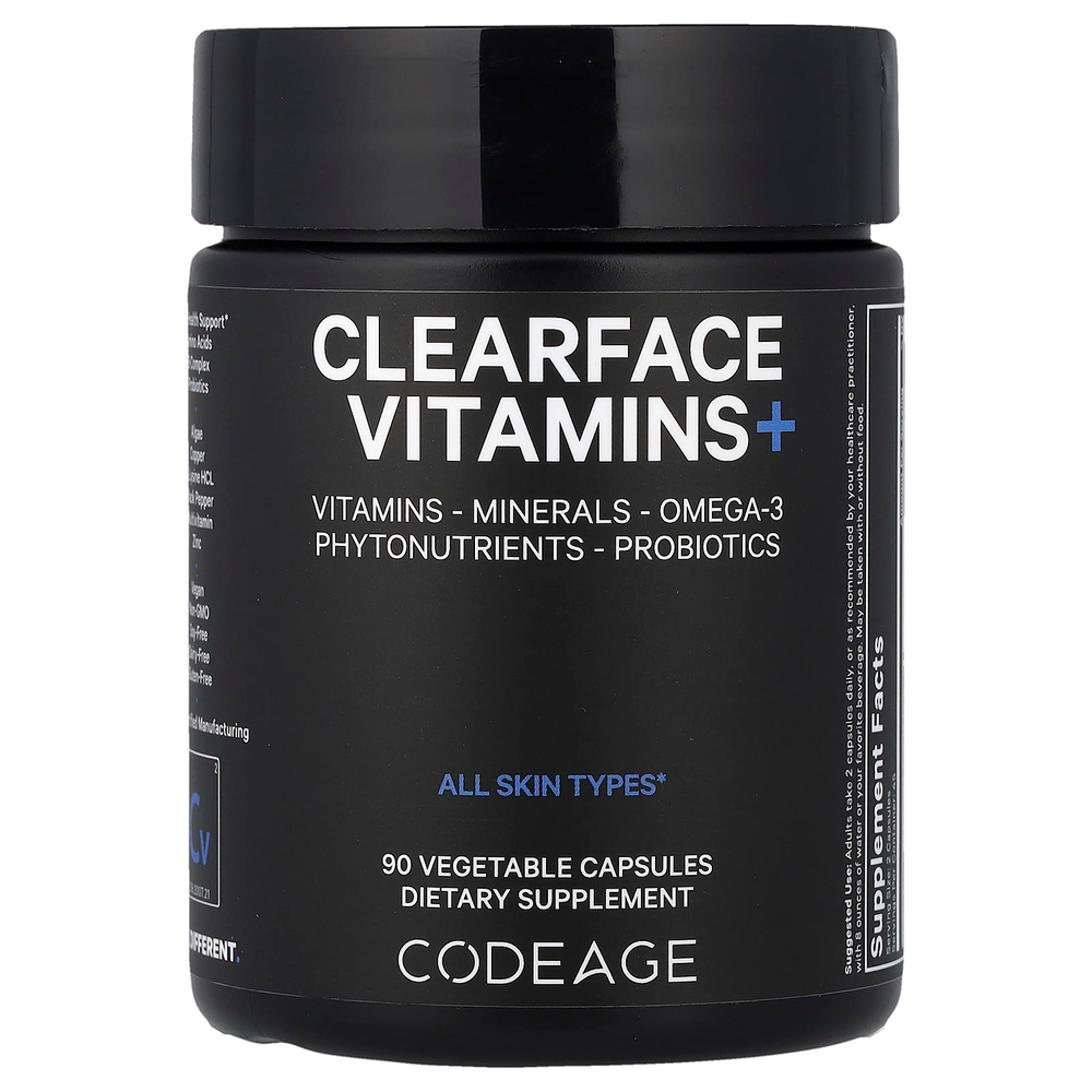 Codeage, Clearface Vitamins +, 90 растительных капсул
